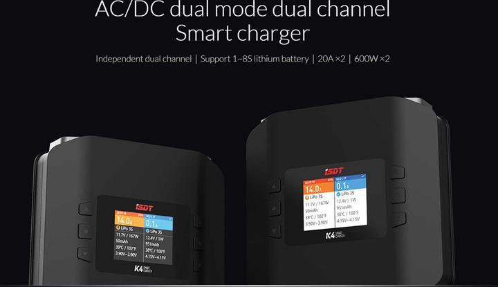 Produktbild Isdt Dual-Ladegerät K4 AC/DC, 2x 600 W 1-8S