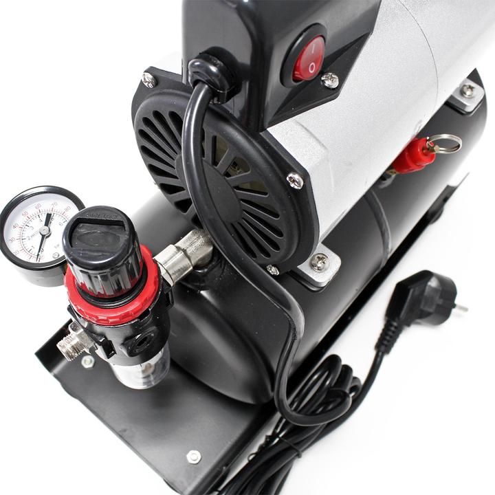 Immagine prodotto Wiltec Compresseur Airbrush AF186A Réserv. air 1 cyl. 4 bar Coup. automatique (4 bar, 3 l)