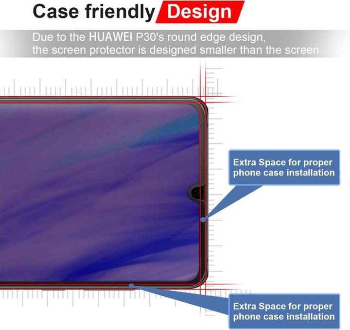 Produktbild Screenguard Huawei P30 Full Screen Panzerglas Schutzfolie 2.5D 9H (1 Stück, Huawei P30)
