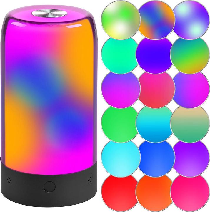 Produktbild Luminea 2er-Set smarte Stimmungsleuchten, RGB-IC-LEDs, 15 Modi, WLAN, schwarz