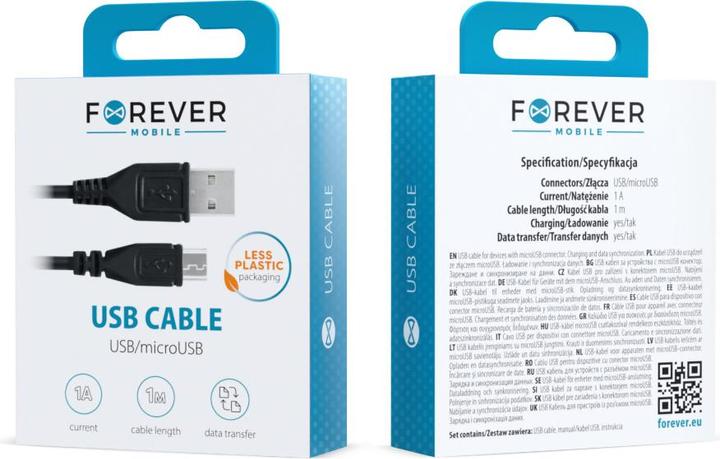 Image du produit Forever câble USB - microUSB 1,0 m 1A noir