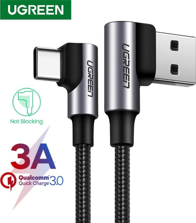 Produktbild Ugreen Right Angle USB C Quick Charging Cable (0.50 m, USB 2.0)