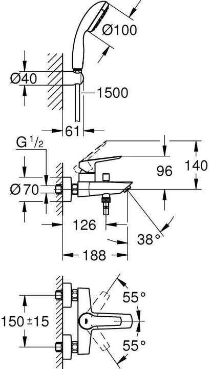 Produktbild Grohe Badewannenarmatur Set Start 1/2