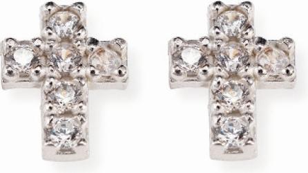 Actual product image Amen Rosary Cross Stud Earrings (Silver 925)