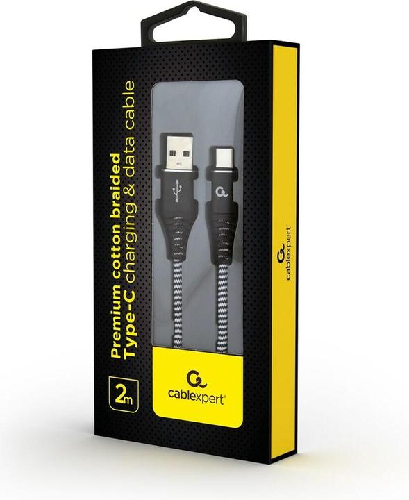 Actual product image Gembird CC-USB2B-AMCM-2M-BW USB Cable USB 2.0 USB A USB C Black (2 m, USB 2.0)