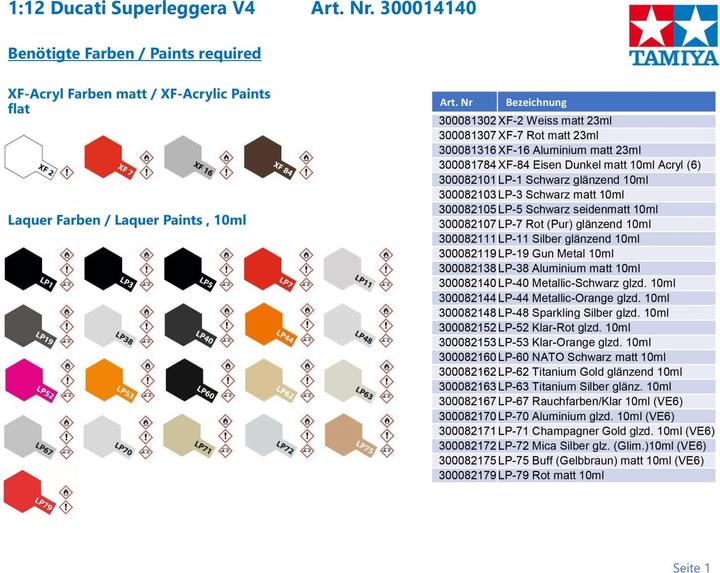 Actual product image Tamiya Ducati Superleggera V4