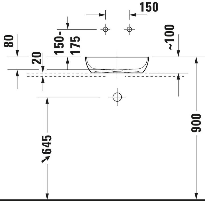 Actual product image Duravit Sivida countertop washbasin, angular, 400x400mm, without tap hole, without overflow (400 mm, 400 mm)