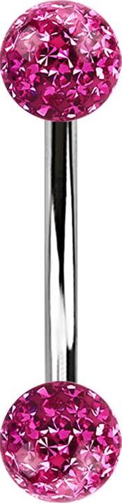Produktbild Star Piercing Banane silber mit zwei Kristall Kugeln pink Epoxy Schutzschicht (ohne Messing, Chirurgenstahl 316L)