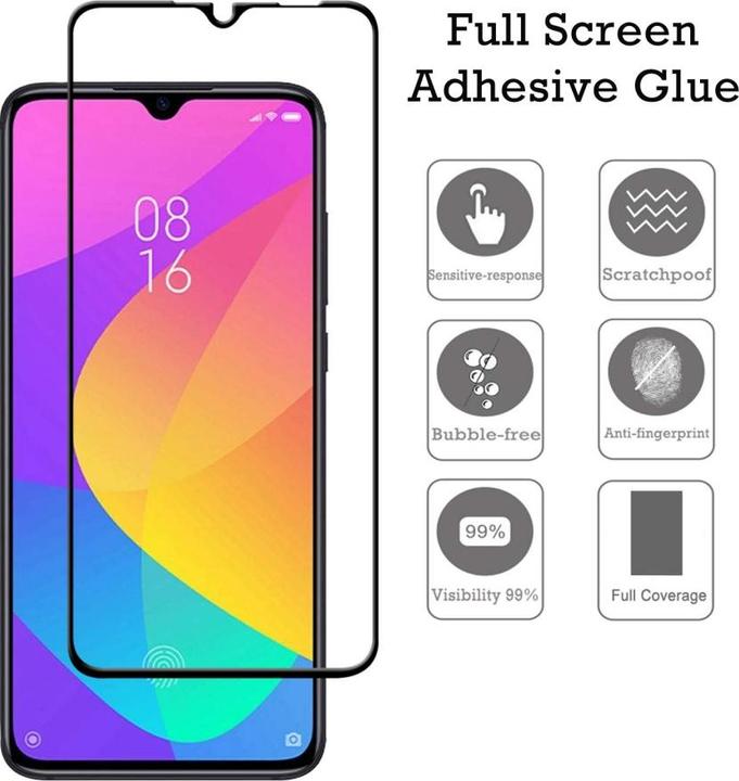 Actual product image Screenguard Xiaomi Mi 9 Lite Full Screen Protective Glass Film 2.5D 9H (1 Piece, Mi 9 Lite)
