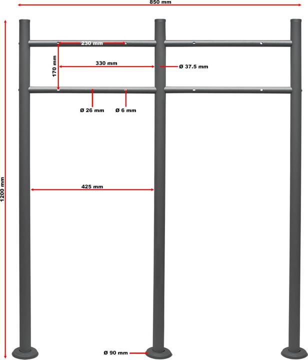 Actual product image Wiltec Letterbox stand 2-gang anthracite 120x85cm Postbox Standing letterbox
