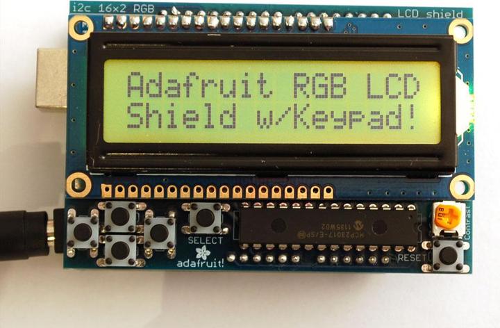 Actual product image Adafruit RGB LCD I2C Shield Kit 16x2 Char Display Positive (Shield)