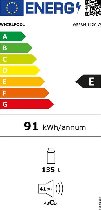 Energy Label Whirlpool KOELKAST INBOUW W55RM1120W (135 l)
