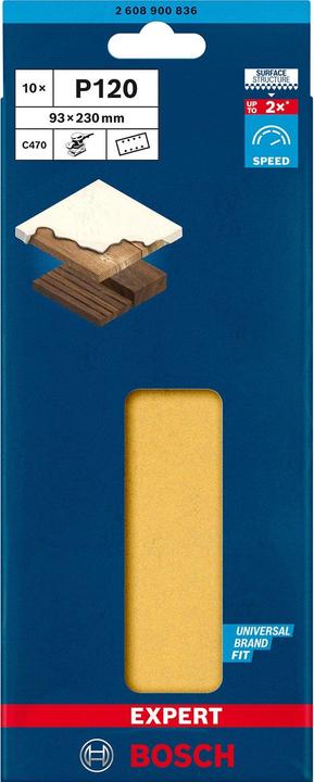Actual product image Bosch Professional Zubehör Expert C470 Sandpaper with 8 holes for orbital sander, 93 x 230 mm, G 120, 10 pcs. (120)