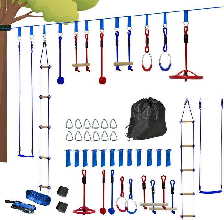 Image du produit Aiyaplay Ninja Slackline-Set Polyester, Kunststoff Blau+Rot