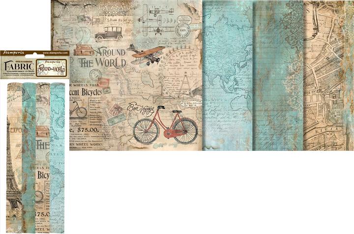Immagine prodotto Stamperia Confezione di stoffa "Il giro del mondo", set da 4, 4 disegni à 30 x 30 cm