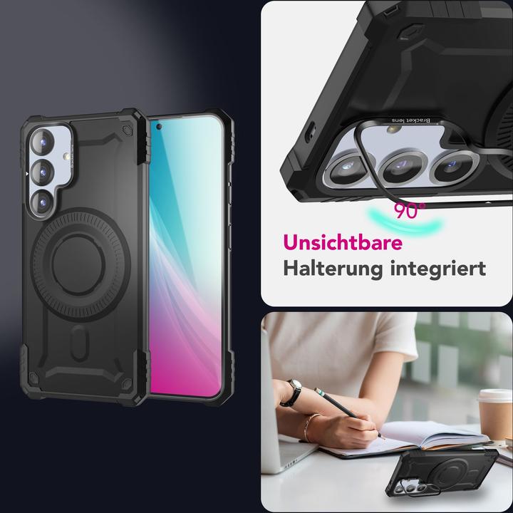 Produktbild Nalia Granite - Armor Panzer Hülle mit MagSafe Ring und Ständer - Military Hardcase (Samsung Galaxy S25)