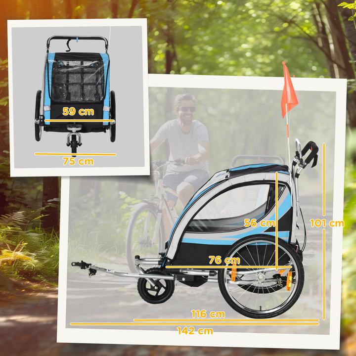 Image du produit Homcom Remorque de vélo pour enfants avec sac de rangement