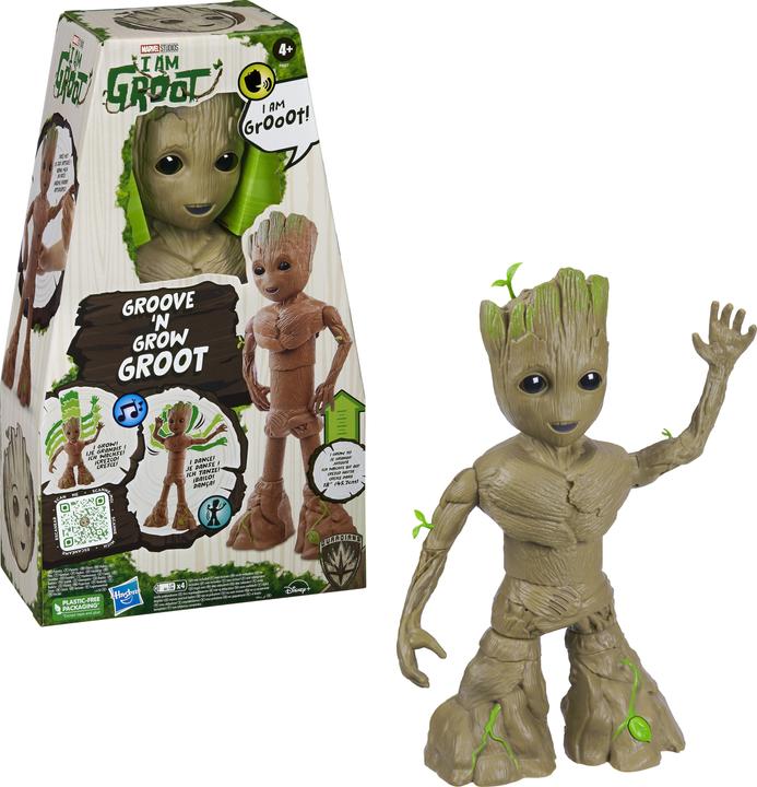 Productafbeelding Hasbro Marvel Studios Ik Ben Groot Groove 'N Grow Groot, 34cm Grote Interactieve Actiefiguur, Superhelden