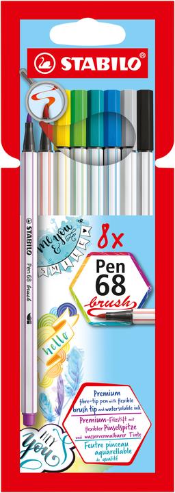 Actual product image STABILO Pen 68 brush Premium felt-tip pen (Sorted, 8 x)