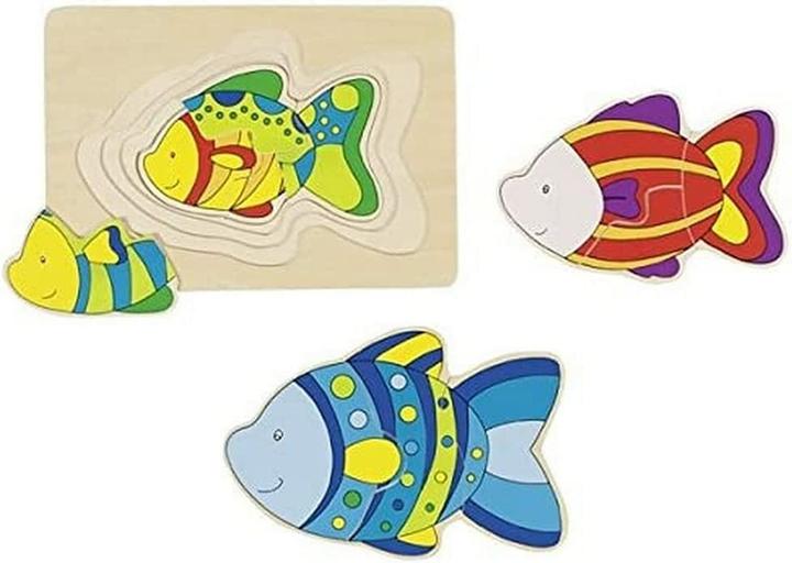 Actual product image Goki 3-layer wooden puzzle fish (11 pieces)