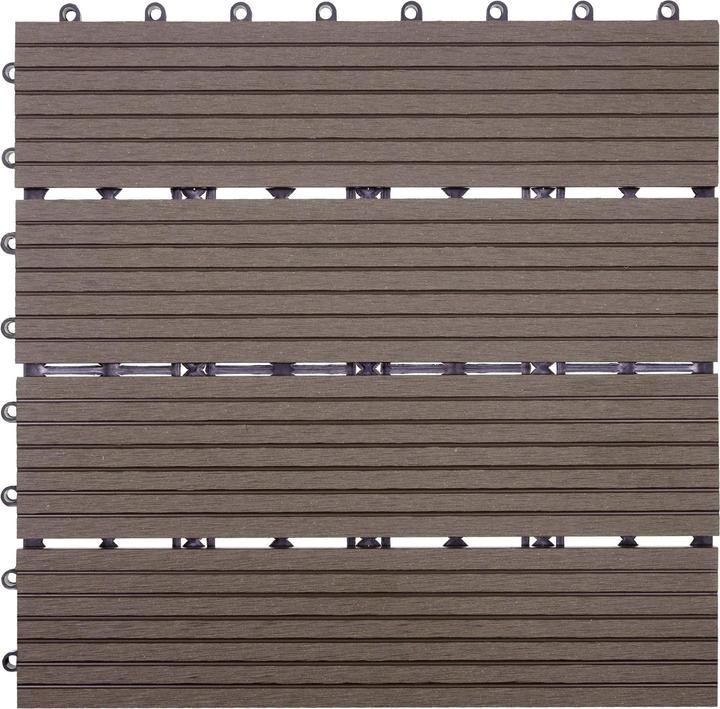 Image du produit Swisshandel24 WPC Carreau de sol Rhone, aspect bois pour balcon/terrasse, 11x 30x30cm = 1qm base, coffee linear (11 x, 30 x 30 cm)