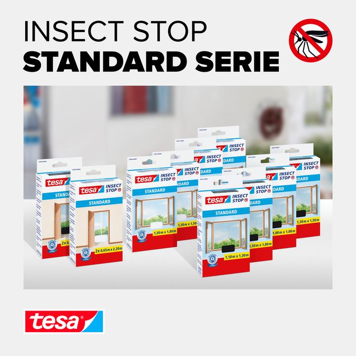Produktbild tesa Insektenschutz STANDARD für Fenster, zweiteilig, mit Klettband, ohne Bohren (65 x 220 cm)
