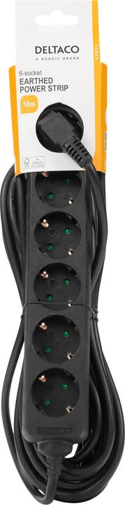 Produktbild Deltaco GT-0623 power extension 6 AC outlet(s) Indoor Black (6 x, CEE 7/3, 10 m)