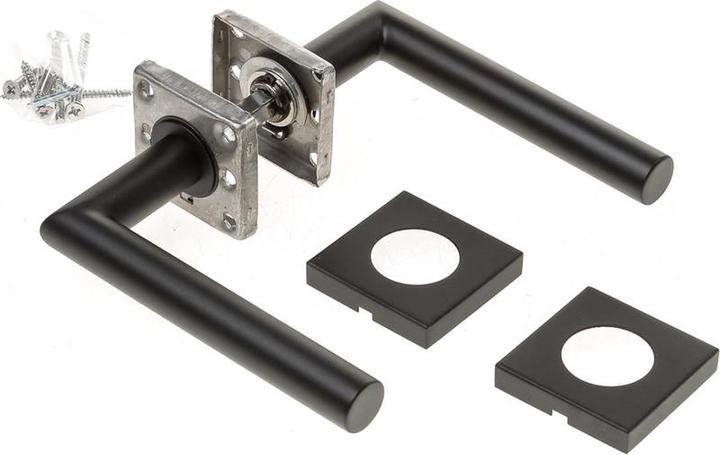 Formani Door Griff Basics LB2-19bsqr53 auf quadratischer Rosette Matt Black aufgehängt (Türgriff)