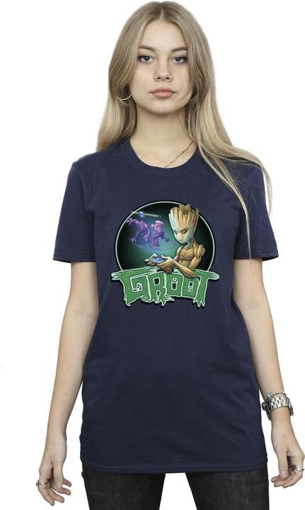 Actual product image Womens/Ladies Guardians Of The Galaxy Groot Gaming Ring Cotton Boyfriend T-Shirt (XL)