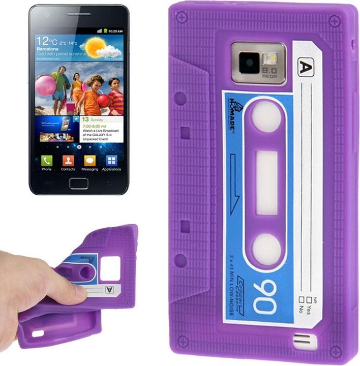 König Design Silikon Hülle Retro Kassette für Samsung Galaxy S2 i9100 lila (Samsung Galaxy S2 I9100)