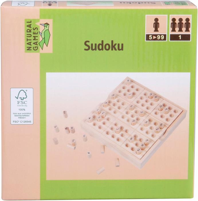 Natural games NG Sudoku 14x14x2,5cm (French, German, English, Italian)