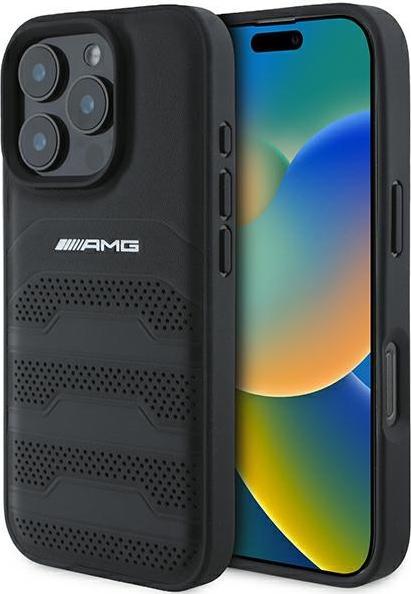 Immagine prodotto Mercedes AMG AMHCP16XGSEBK Custodia rigida iPhone 16 Pro Max 6,9" in pelle con linee in rilievo e logo nero (Apple iPhone 16 Pro Max)