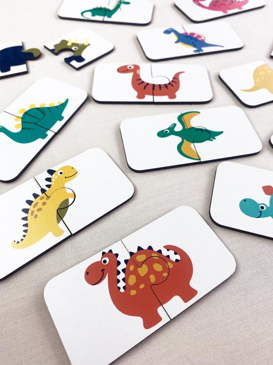Produktbild Activity Board Hölzerne Dinosaurier-Puzzle 2 Stück Puzzle, Bildungsmaterial, Homeschool Vorschule Karten (24 Teile)