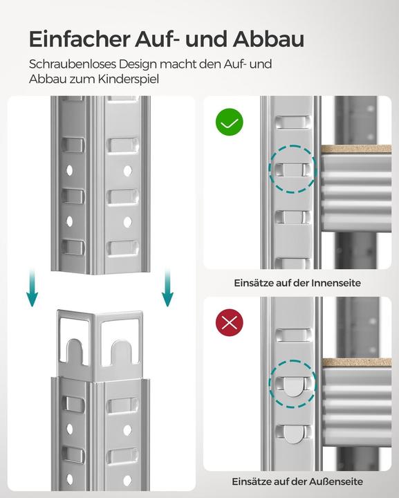 Image du produit Songmics Étagère pour charges lourdes GLR050E01 argent 100,0 x 50,0 x 200,0 cm