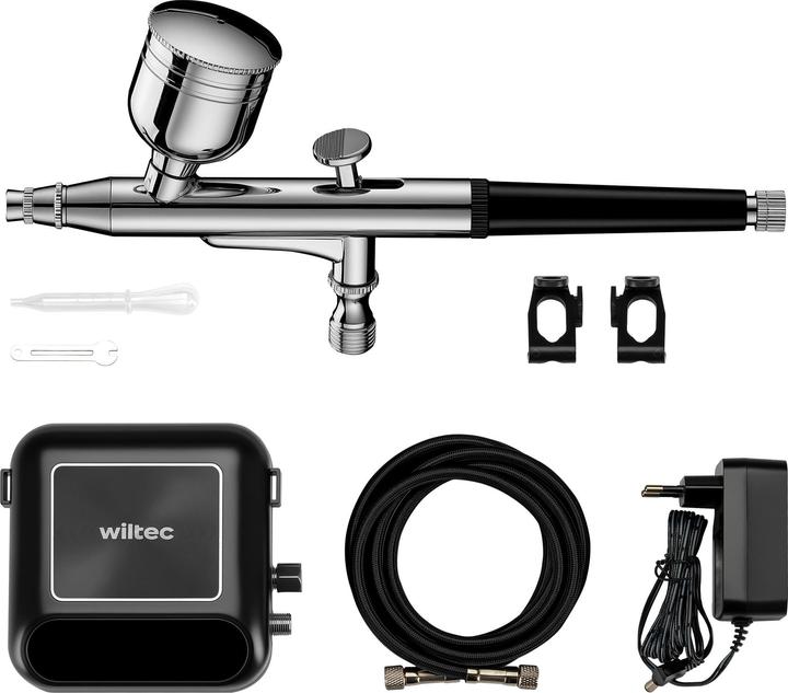 Wiltec Compressor accessories set 2.8 bar airbrush set 12V compressed air air brush