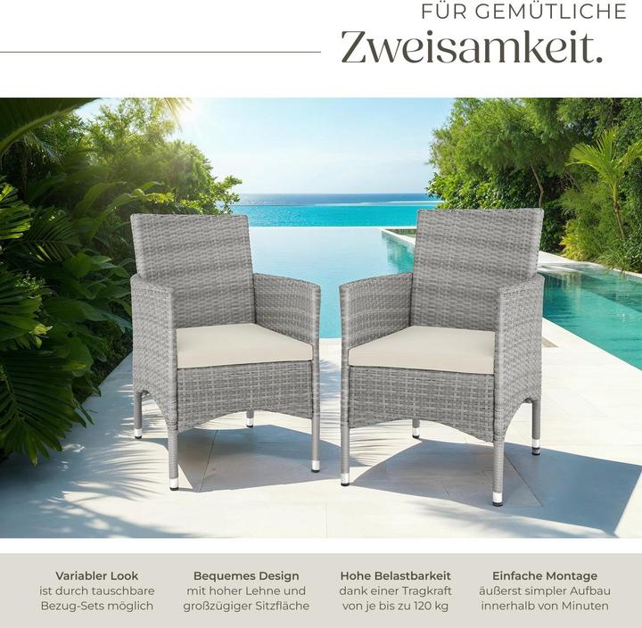 Immagine prodotto tectake 2 Sedie da giardino in rattan + 4 rivestimenti di ricambio