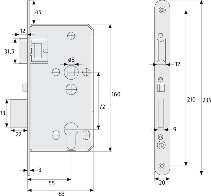 Produktbild Abus Automatik-Türschloss ABTS45551 (Einsteckschloss)
