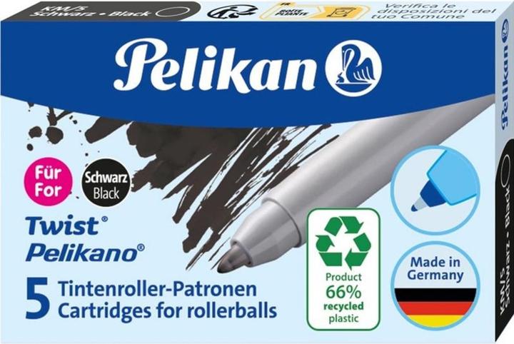 Produktbild Pelikan Tintenrollermine Twist® eco Tintenroller-Patronen für Pelikano®/ Twist®, Schwarz, 5 Stück (Ersatzmine, Schwarz)
