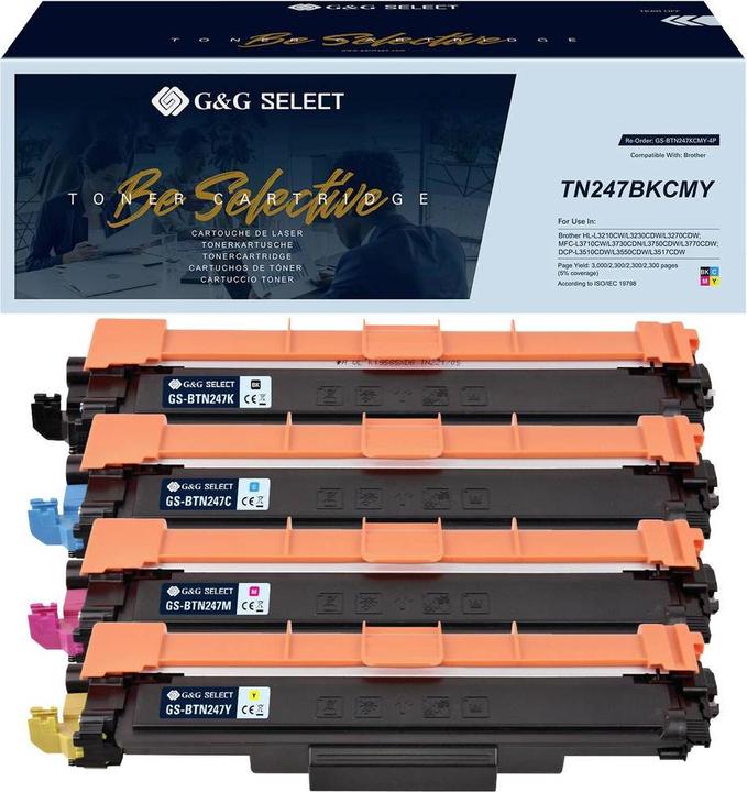 Actual product image G&G Toner replaces Brother TN-247CMYK Compatible Combi-Pack Black, Cyan, Magenta, Yellow TN-247BK/TN