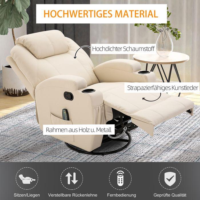 Produktbild Swisshandel24 Relaxsessel mit Liegefunktion Massagesessel elektrisch 5 Massage-Modi Kunstleder Holz Metall Schaums
