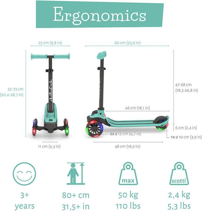 Image du produit Chillafish Scotti GLOW Trottinette à 3 roues avec frein et lumières LED