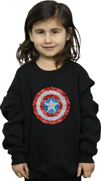 Actual product image Girls Captain America Pixelated Shield Sweatshirt (140, 146)