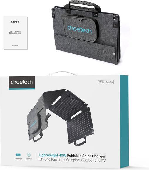 Actual product image Choetech Foldable solar panel 36W (40 W, 1.55 kg)