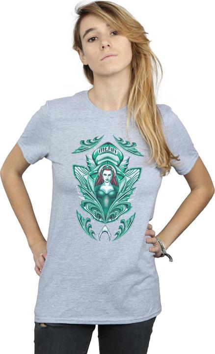 Actual product image Womens/Ladies Aquaman Mera Crest Cotton Boyfriend T-Shirt (XXL)