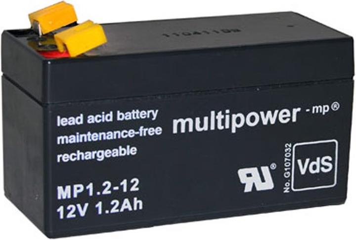 Actual product image Multipower Battery MP1.2-12 Lead acid battery with 4,8mm Faston contacts (12 V, 1.20 Ah)