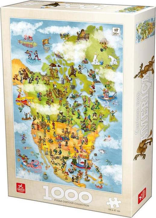 Produktbild Deico Puzzle Cartoon Karte von Amerika 1000 Teile (1000 Teile)