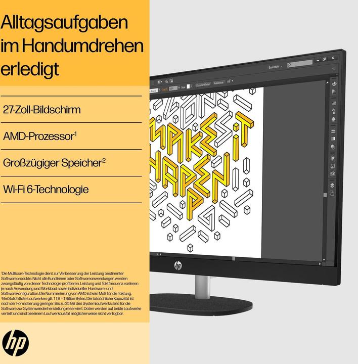 Produktbild HP PC 27-cr0501ng All-in-One (AMD Ryzen 5 7520U, 8 GB, 512 GB)