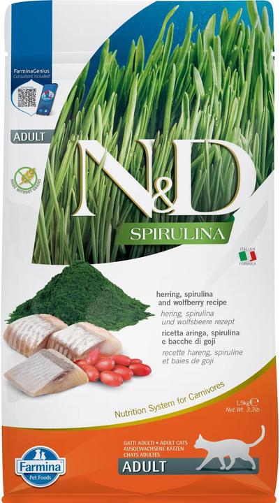 Produktbild Farmina N&D Spirulina Herring - Trockenfutter für Katzen - 1.5 kg (Adult, 8 Stk., 1500 g)