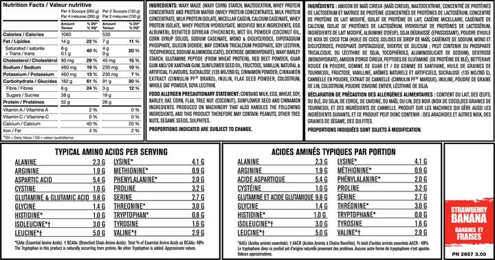 Nutritional values and ingredients Mutant Mass (Chocolate, 1 pcs., 6800 g)