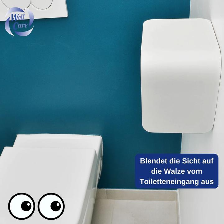 Image du produit Well Care Porte-rouleau de papier toilette en bois blanc avec étagère